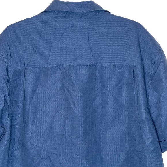 Cubavera Herenica Embroidered Button Down Shirt Women Large Short Sleeve Blue - Picture 8 of 9